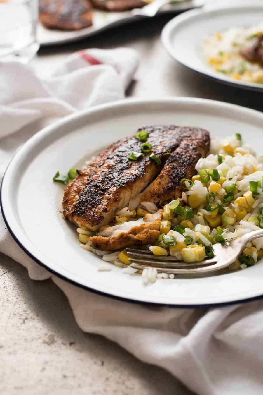 Cajun-Style Whitefish with Spiced Corn and Black Bean Salad