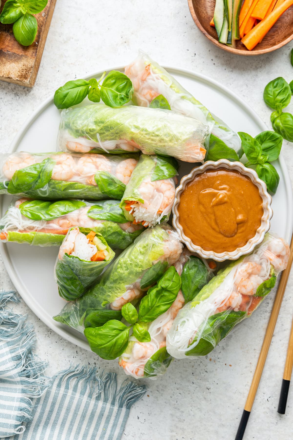 Instant Vietnamese Rice Paper Spring Rolls with Shrimp and Herbs