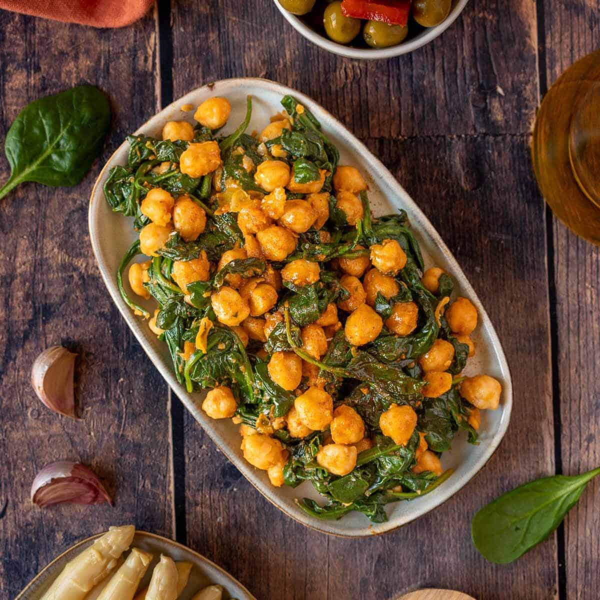 Sautéed Garlic Spinach with Chickpeas and Lemon Zest