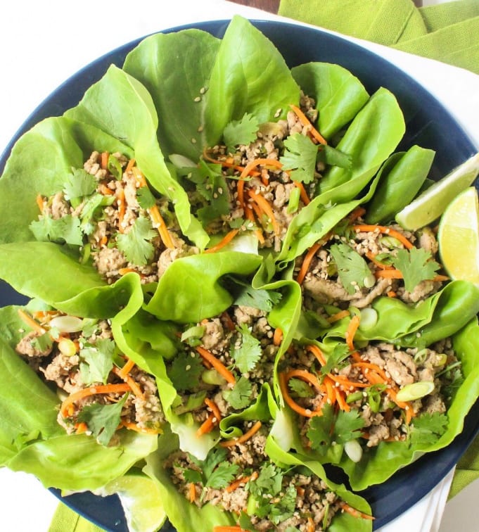 Sesame Ginger Asian Lettuce Wraps with Ground Turkey