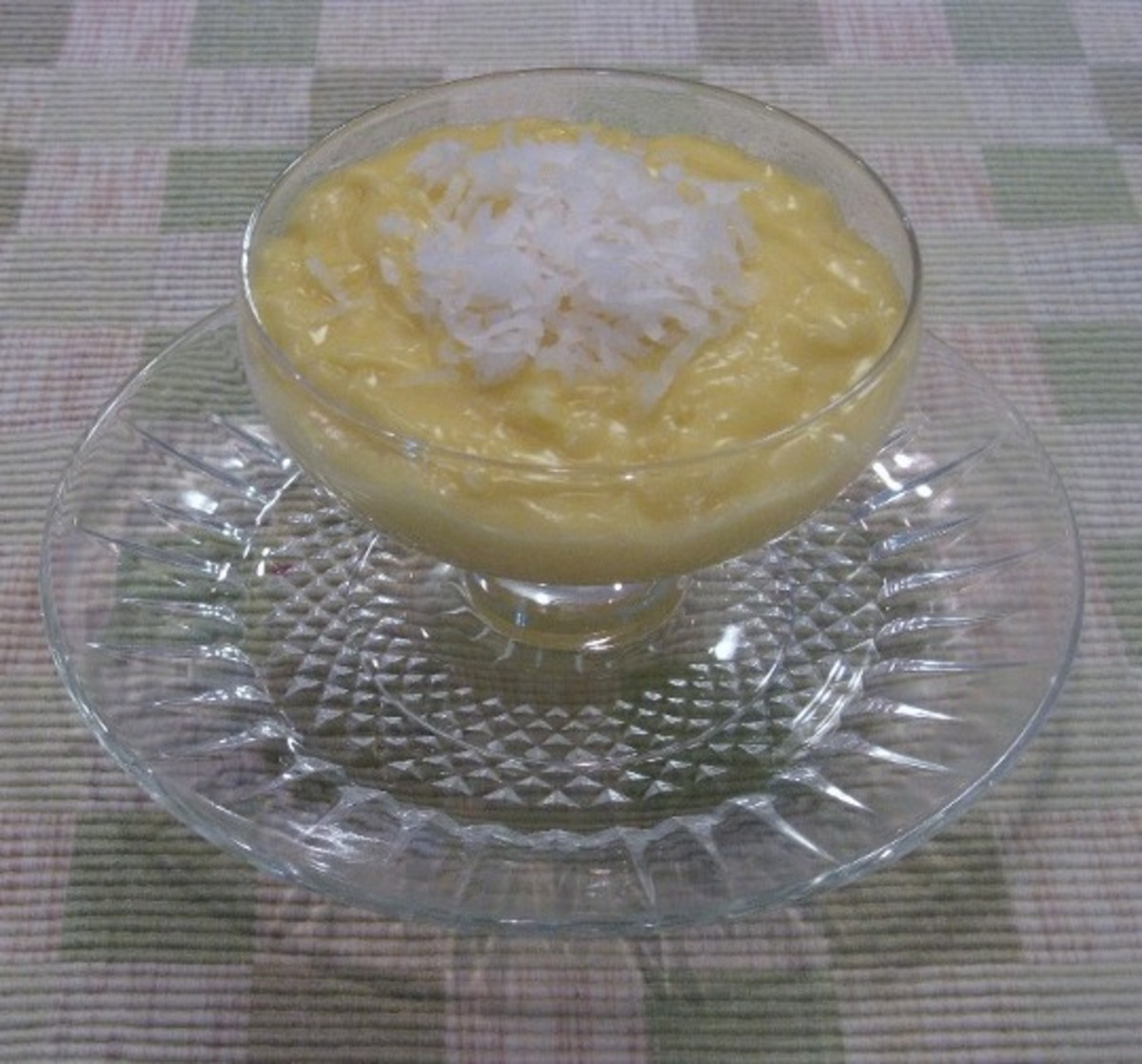 Cloudy Coconut Pudding with Fruit 'Raindrops'
