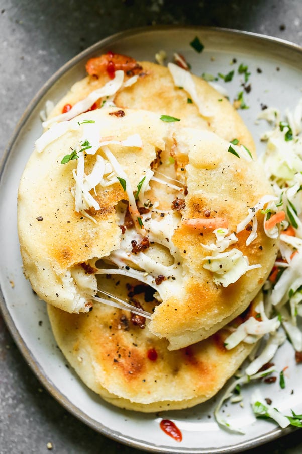 Pan-Fried Pupusas with Chicharrón and Queso Filling