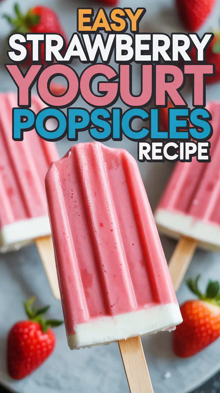 Strawberry Yogurt Popsicles with Honey and Mint