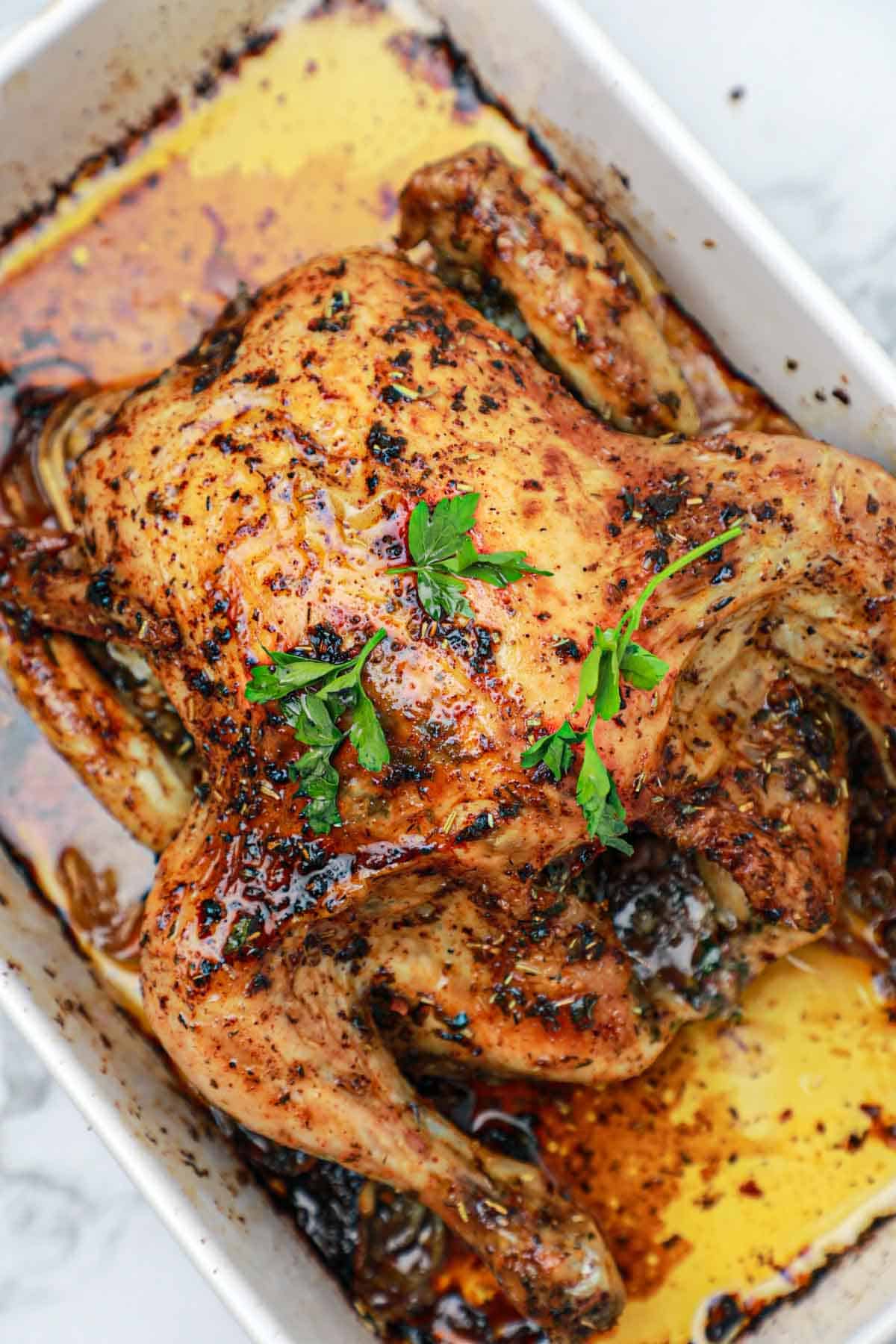 Migraine-Relief Herb Chicken with Roasted Greens