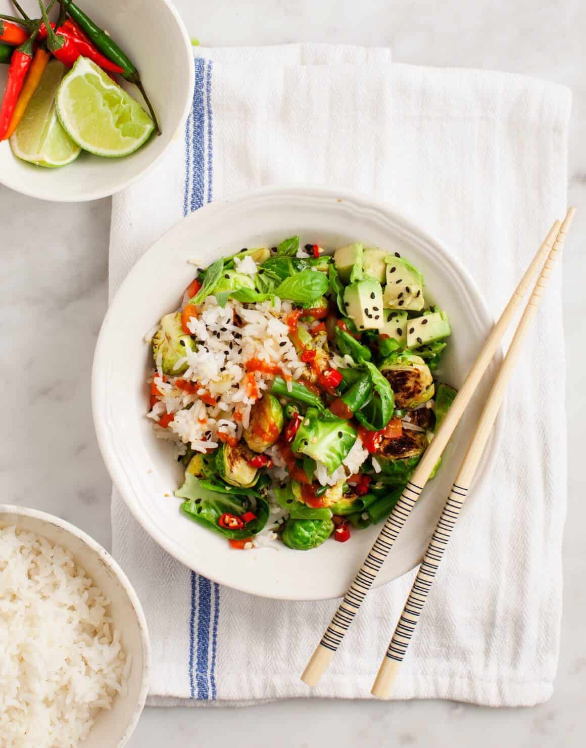 Charred Taro Leaf and Coconut Rice Bowl
