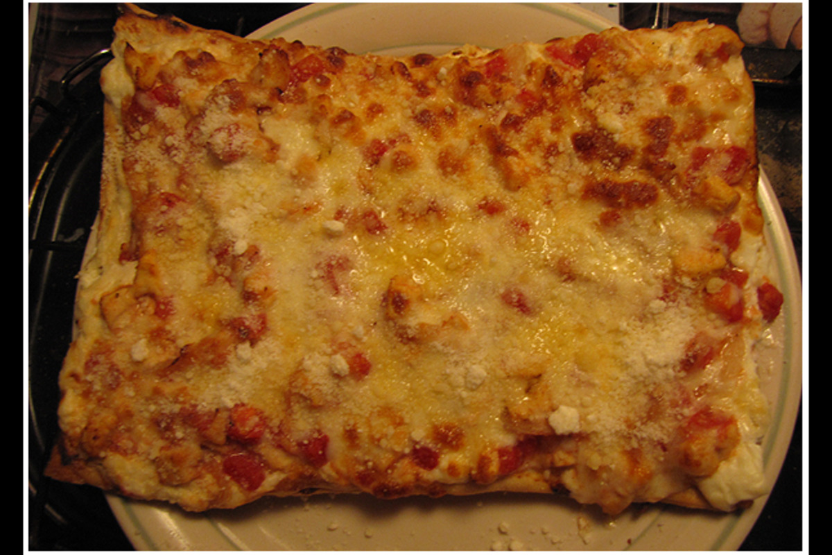 Grilled Chicken Wing Pizza with Garlic Butter Drizzle