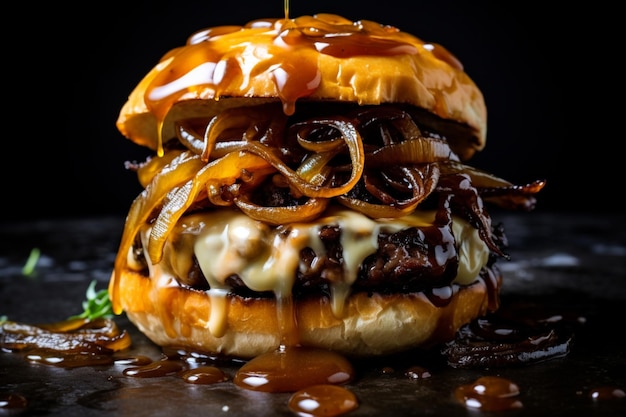 Sterling Street Burger with Caramelized Onions and Balsamic Glaze