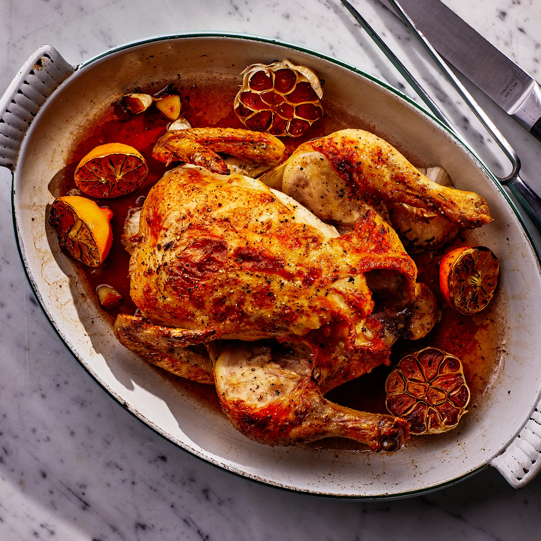 French Herb-Roasted Chicken with Garlic and Lemon