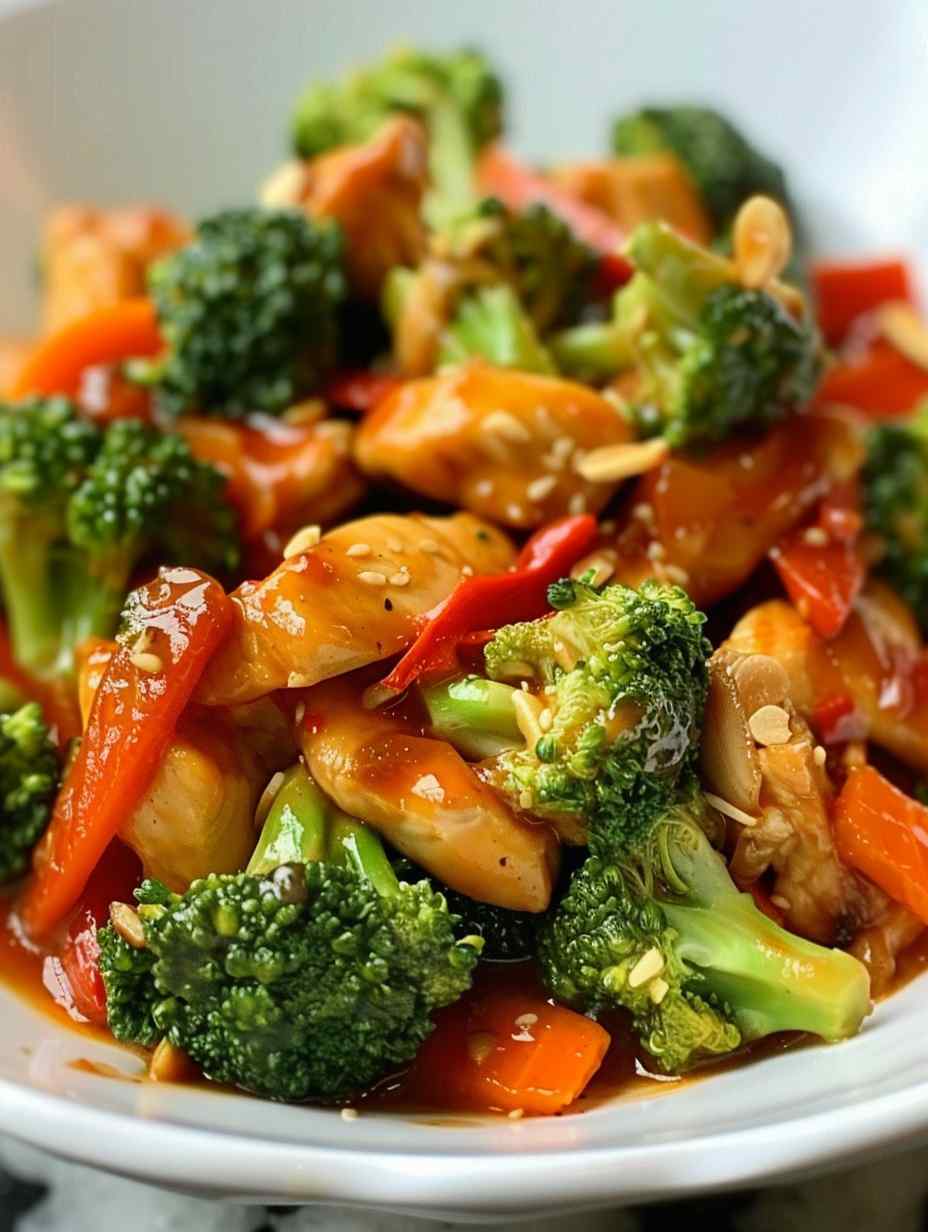 Stir-Fried Ginger Chicken with Broccoli and Carrots