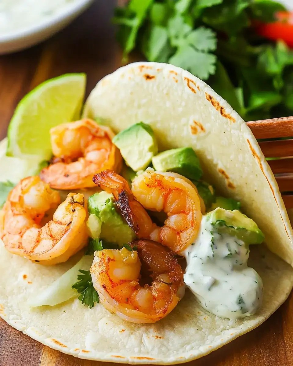 Shrimp and Mango Tacos with Cilantro-Lime Slaw