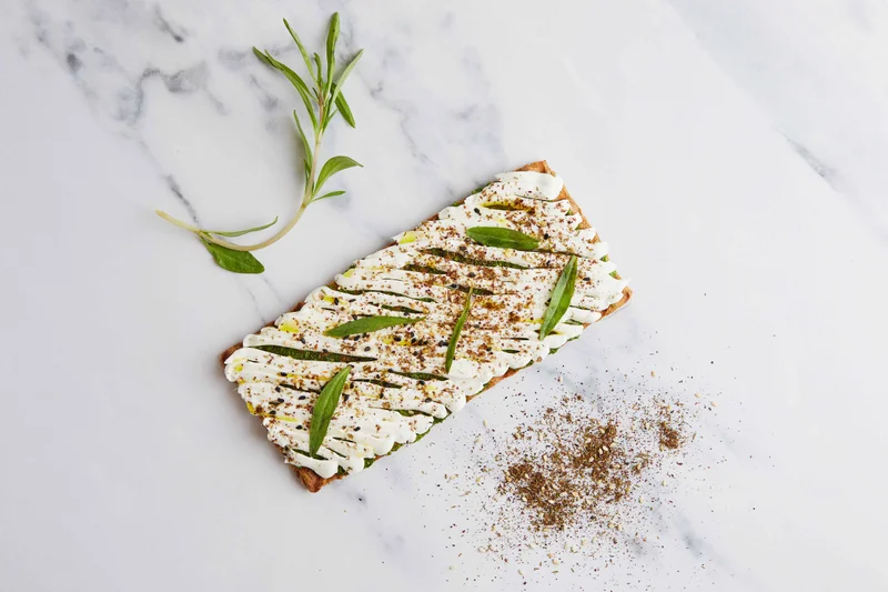 Chickpea and Za'atar Flatbread with Labneh Drizzle