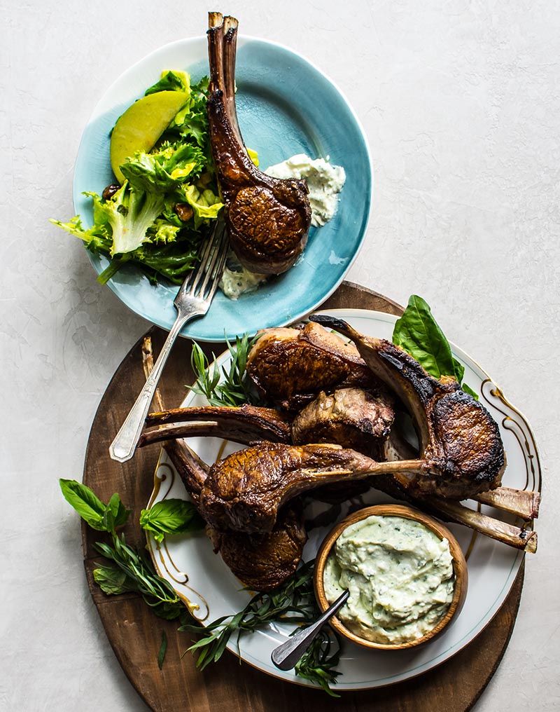 Pan-Seared Lamb Chops with Oregano and Feta Butter
