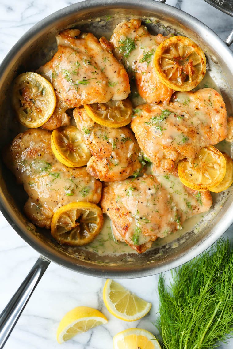 Crispy Herb-Crusted Chicken Thighs with Lemon-Dill Sauce