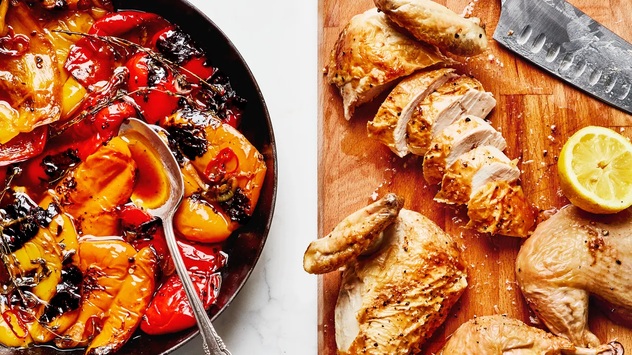 Grilled Citrus-Herb Chicken with Charred Bell Peppers
