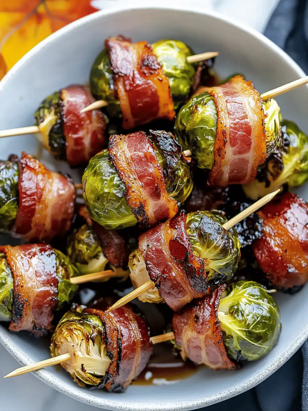 Smoky Maple-Glazed Bacon-Wrapped Brussels Sprouts Skewers