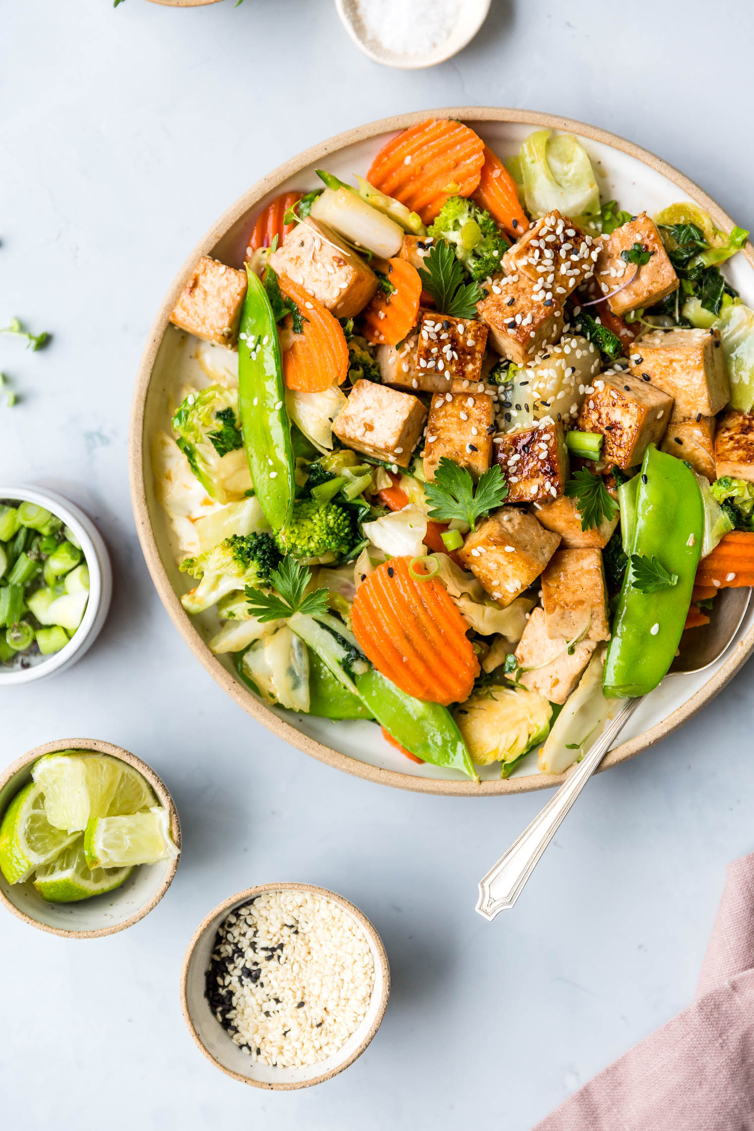 Stir-Fried Sesame Tofu with Diverse Vegetable Medley