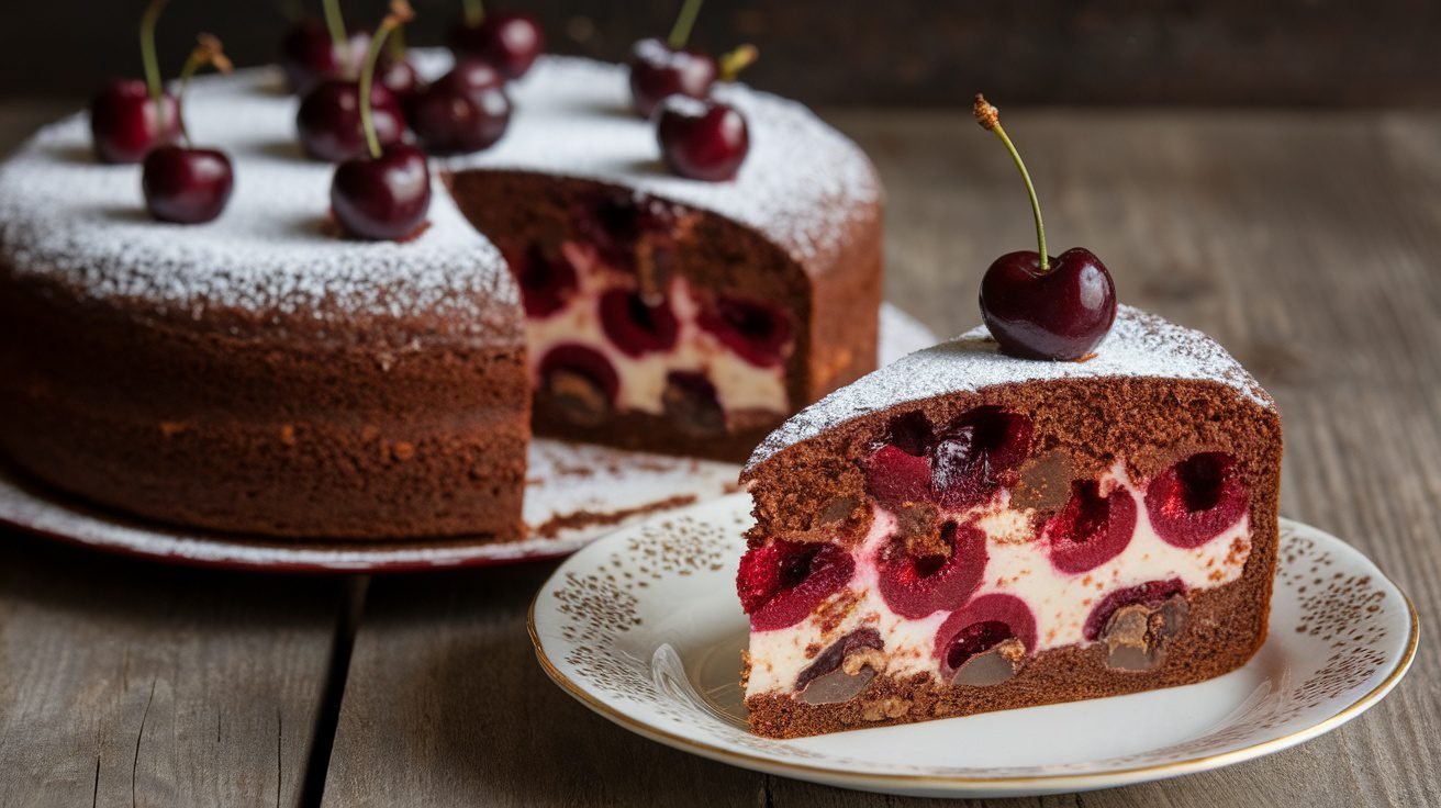 Roasted Cherry Chocolate Chunk Sheet Cake