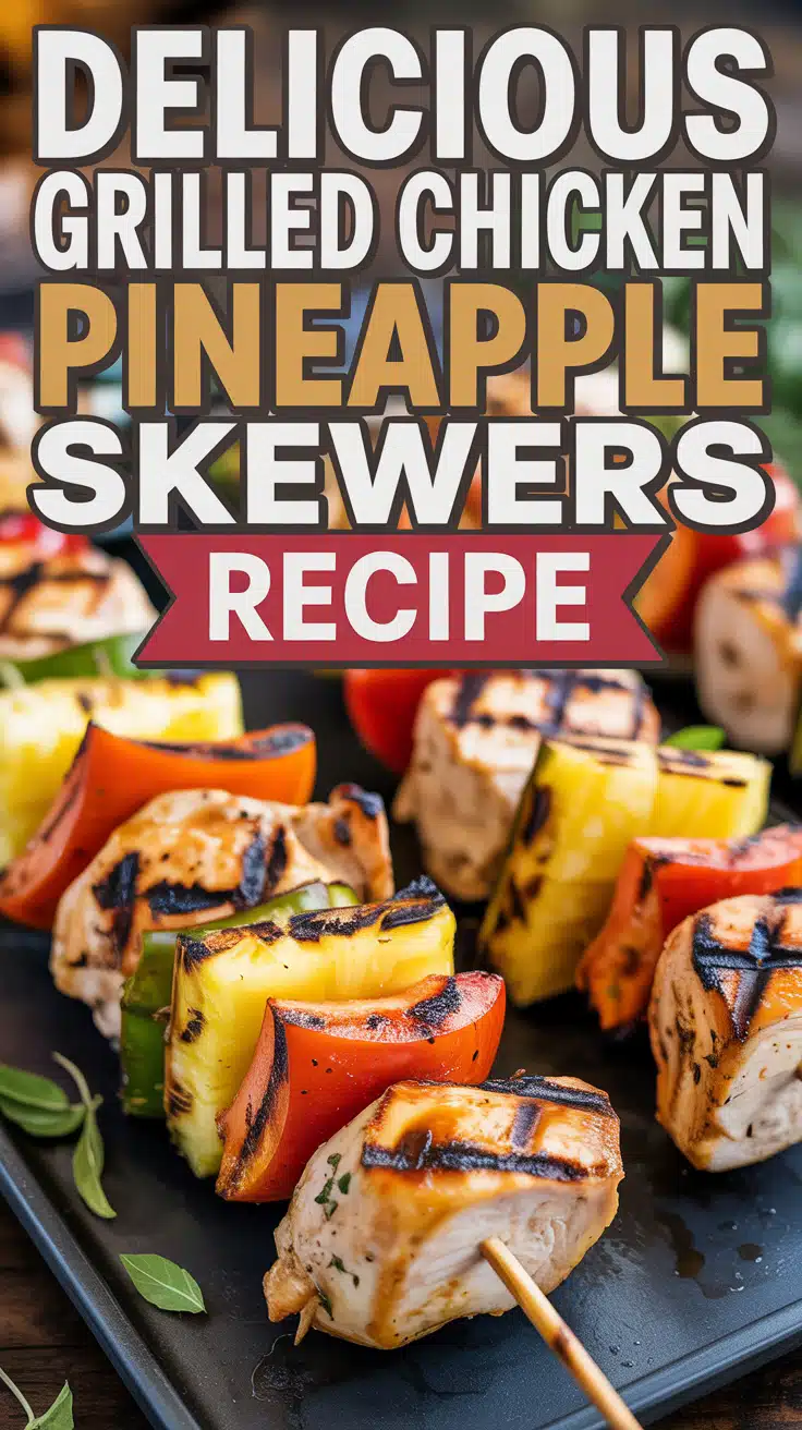 Garlic-Soy Marinated Chicken Skewers with Grilled Pineapple