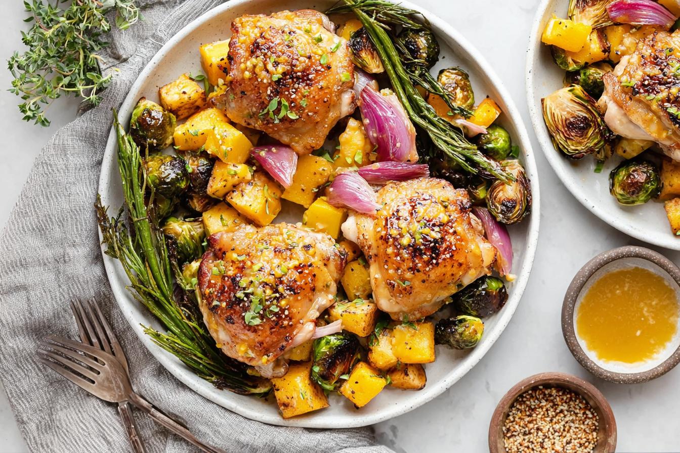 Sheet Pan Mustard-Honey Glazed Chicken Thighs