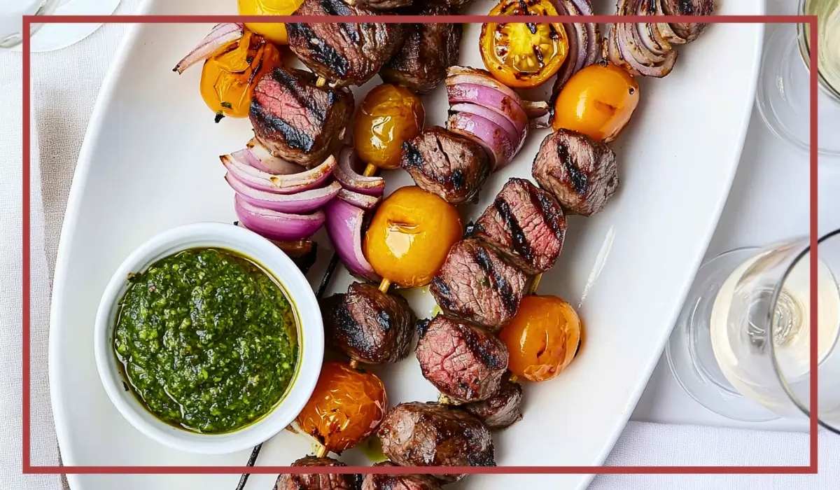Spice-Rubbed Grilled Beef Skewers with Chimichurri