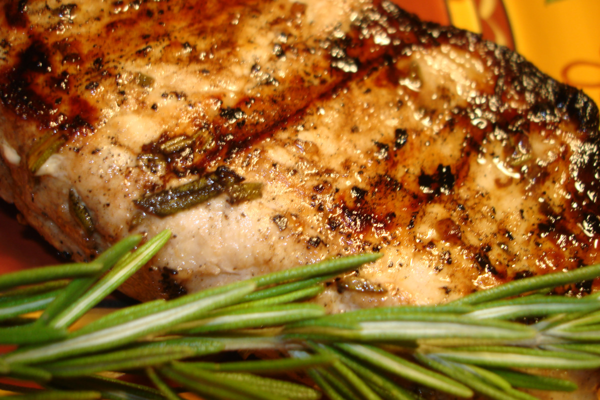 Grilled Citrus-Herb Pork Chops with Garlic and Rosemary