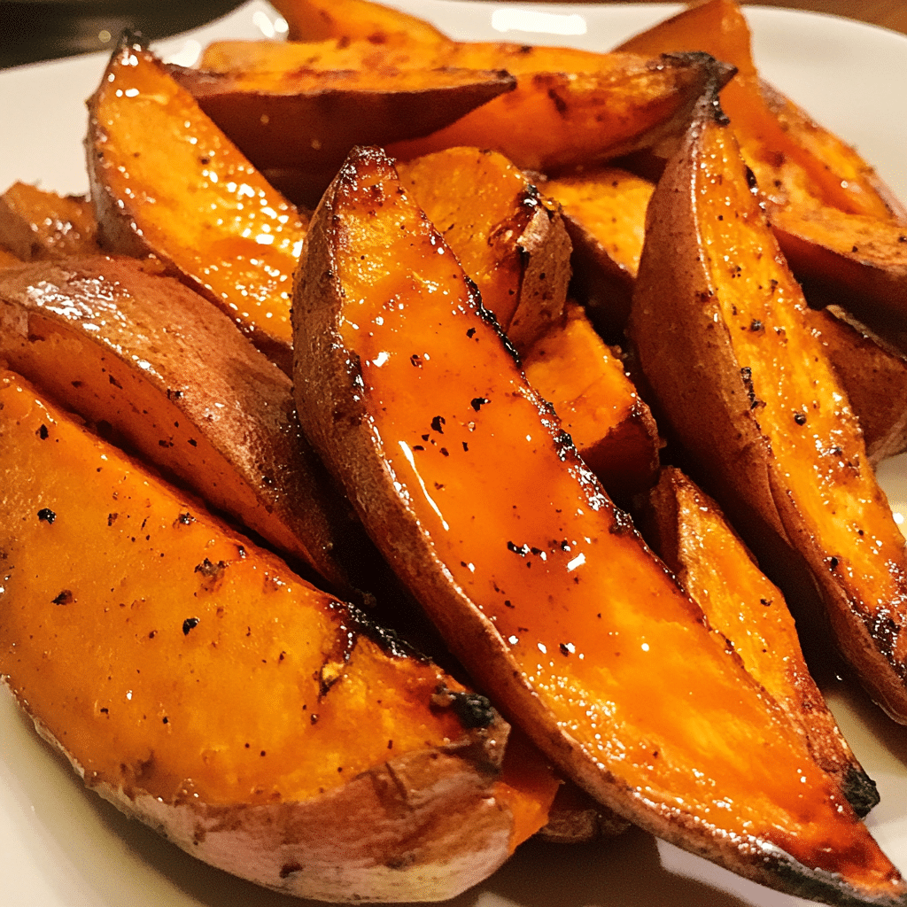 Baked Maple-Glazed Sweet Potato Wedges with Rosemary