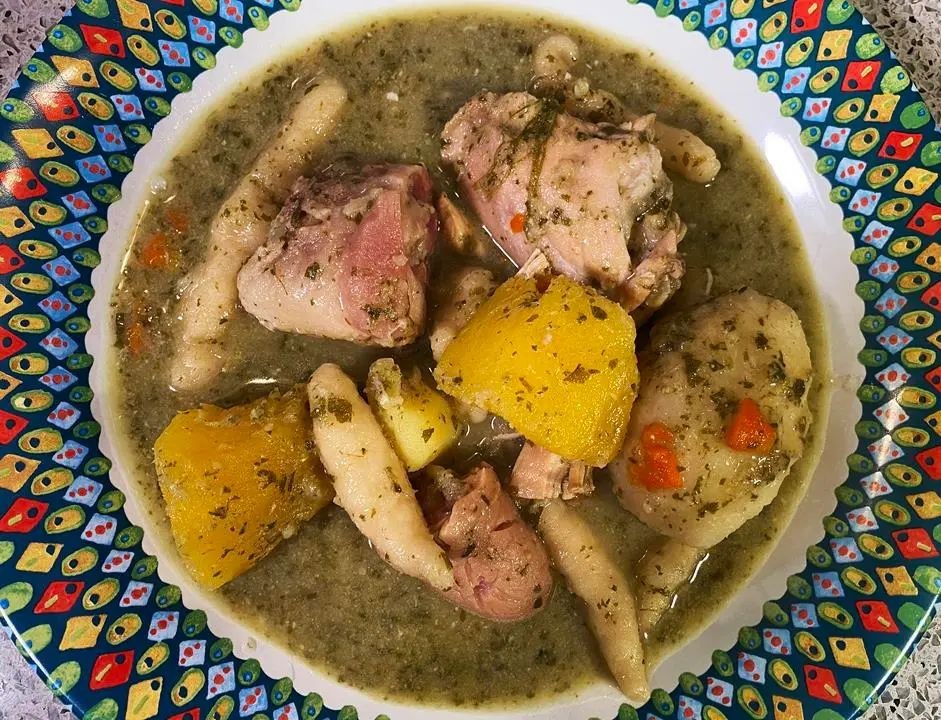 Sweet Potato and Callaloo Stew with Scotch Bonnet