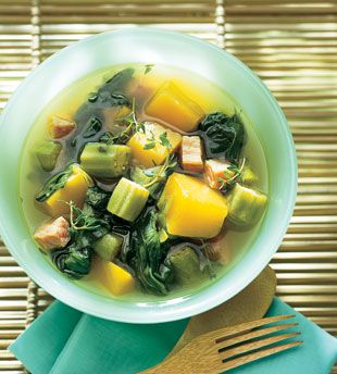 Sweet Potato and Callaloo Stew with Scotch Bonnet
