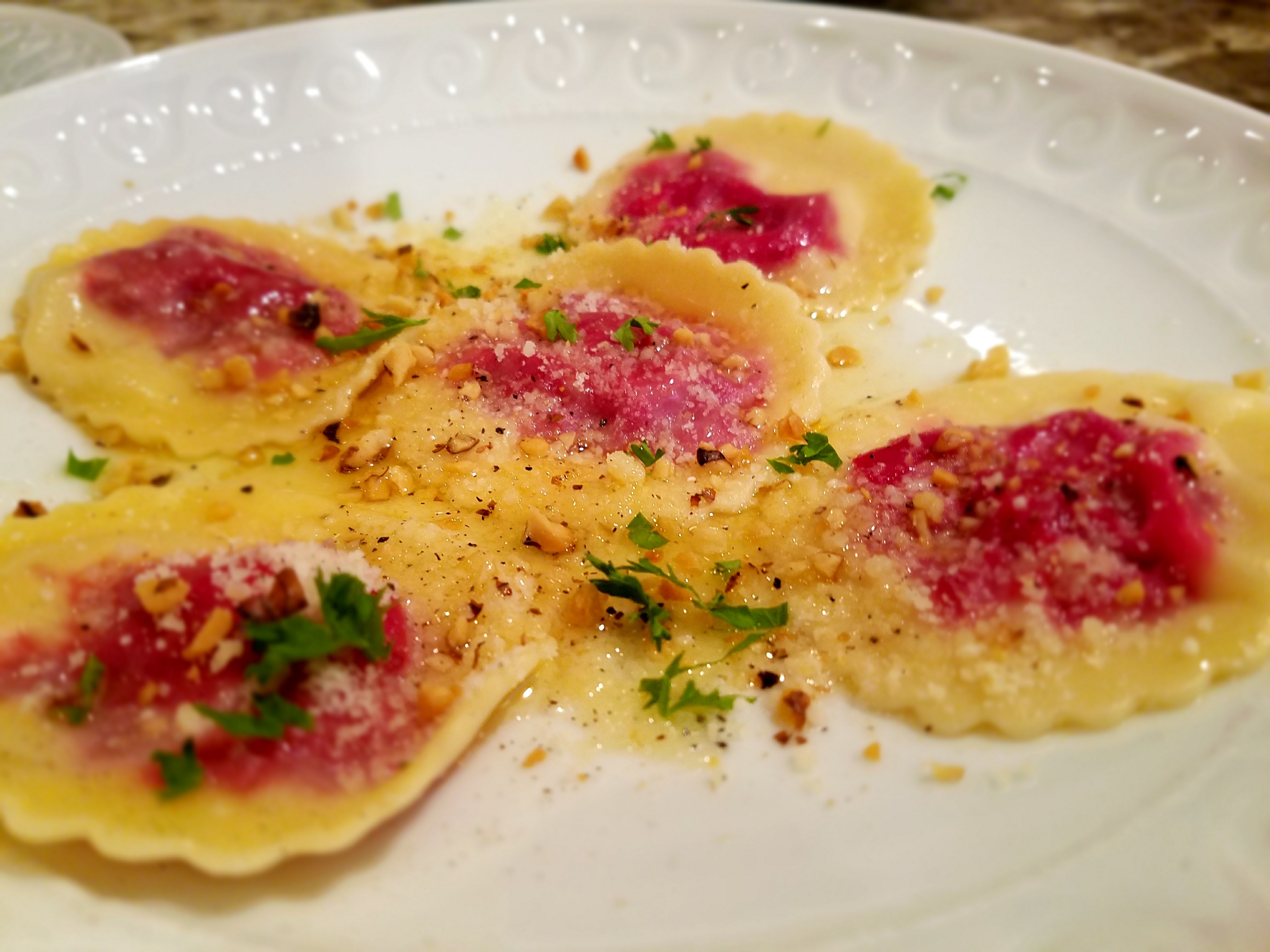 Ricotta and Beetroot Ravioli with Sage Brown Butter