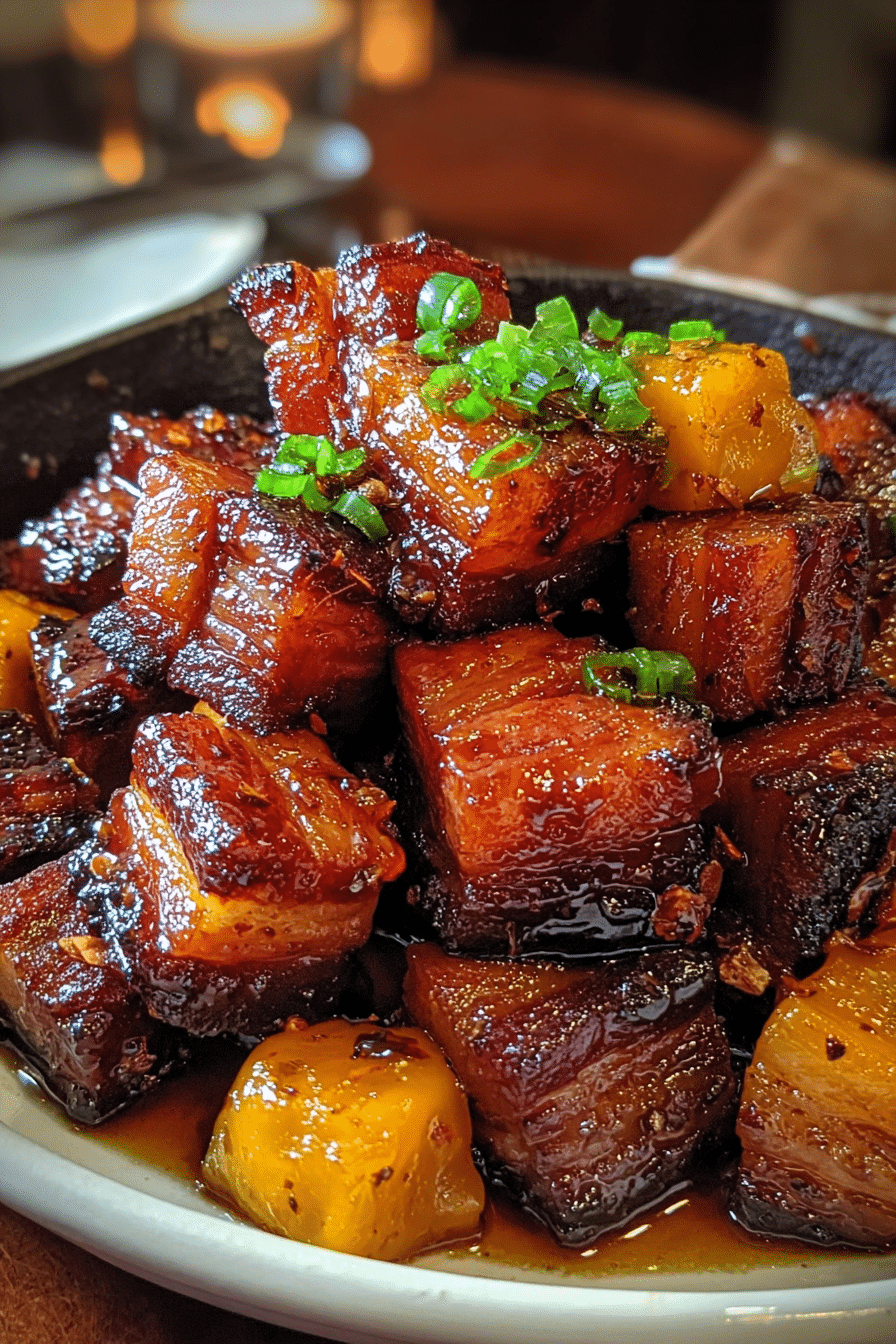Farmstead Pork Belly with Bourbon-Glazed Root Vegetables