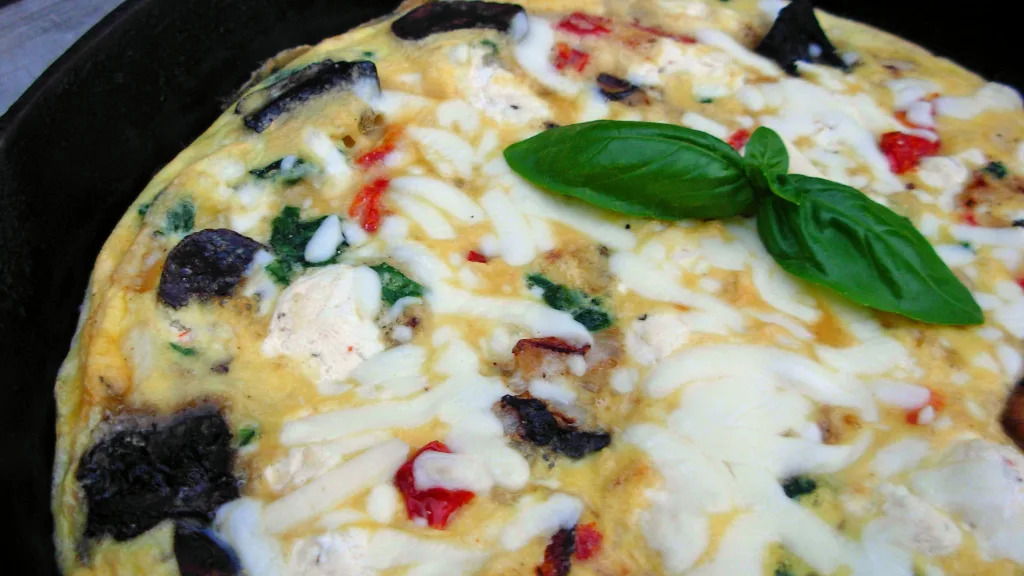 Mushroom Spinach Frittata with Herbed Goat Cheese