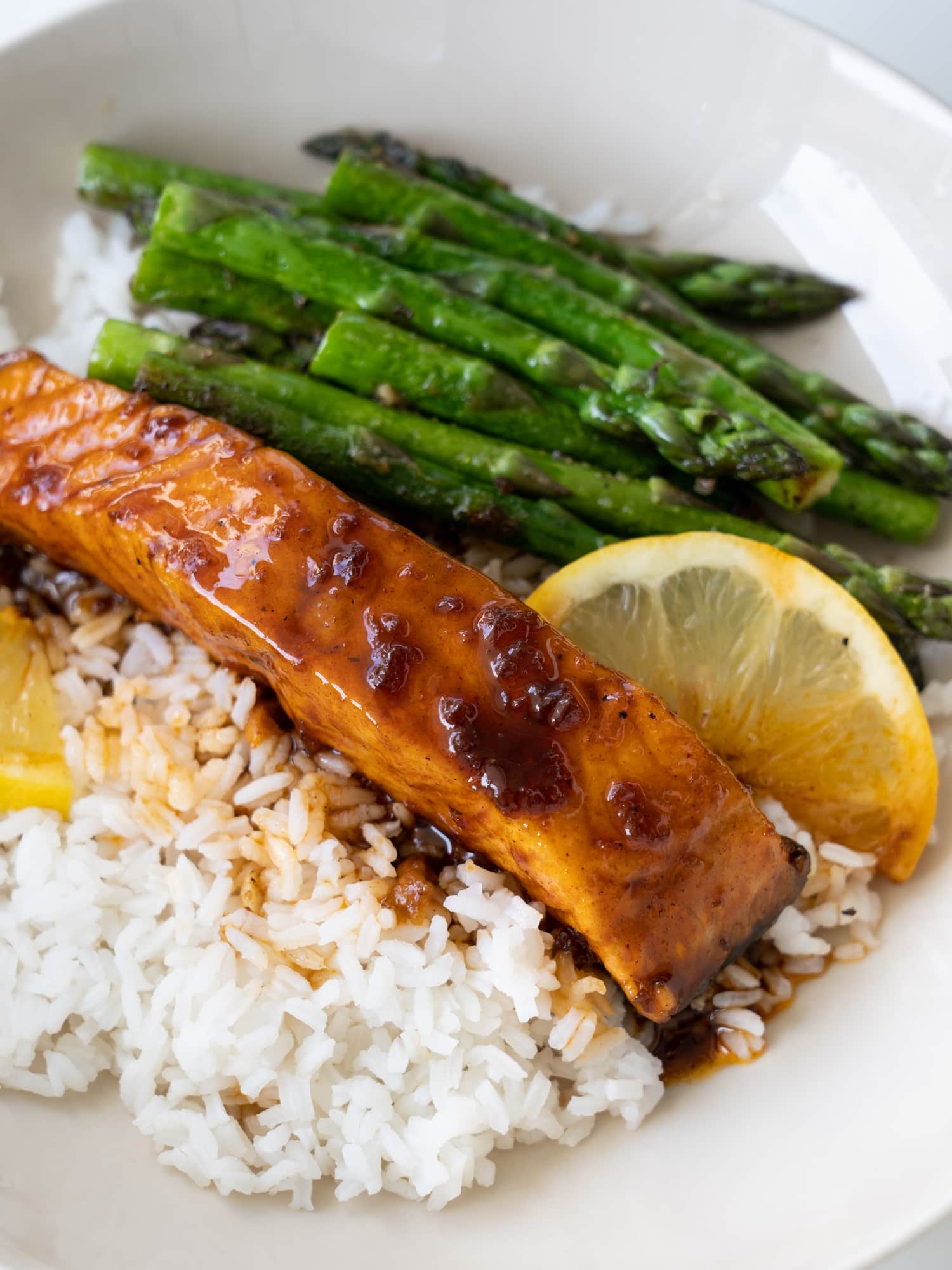 Honey-Lemon Glazed Salmon with Garlic Rice