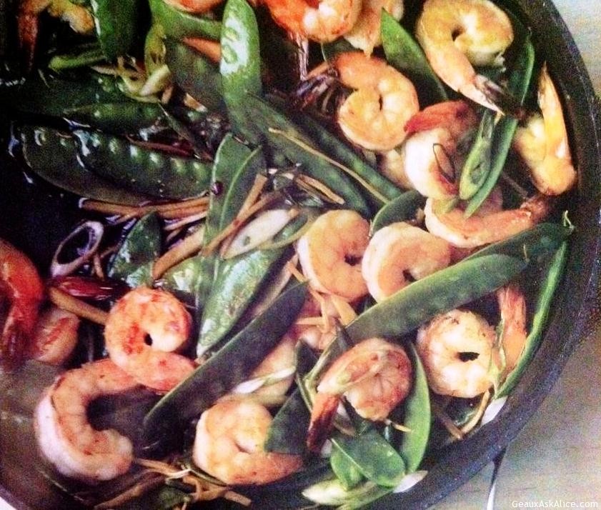 Shrimp Stir-Fry with Garlic, Ginger, and Snow Peas