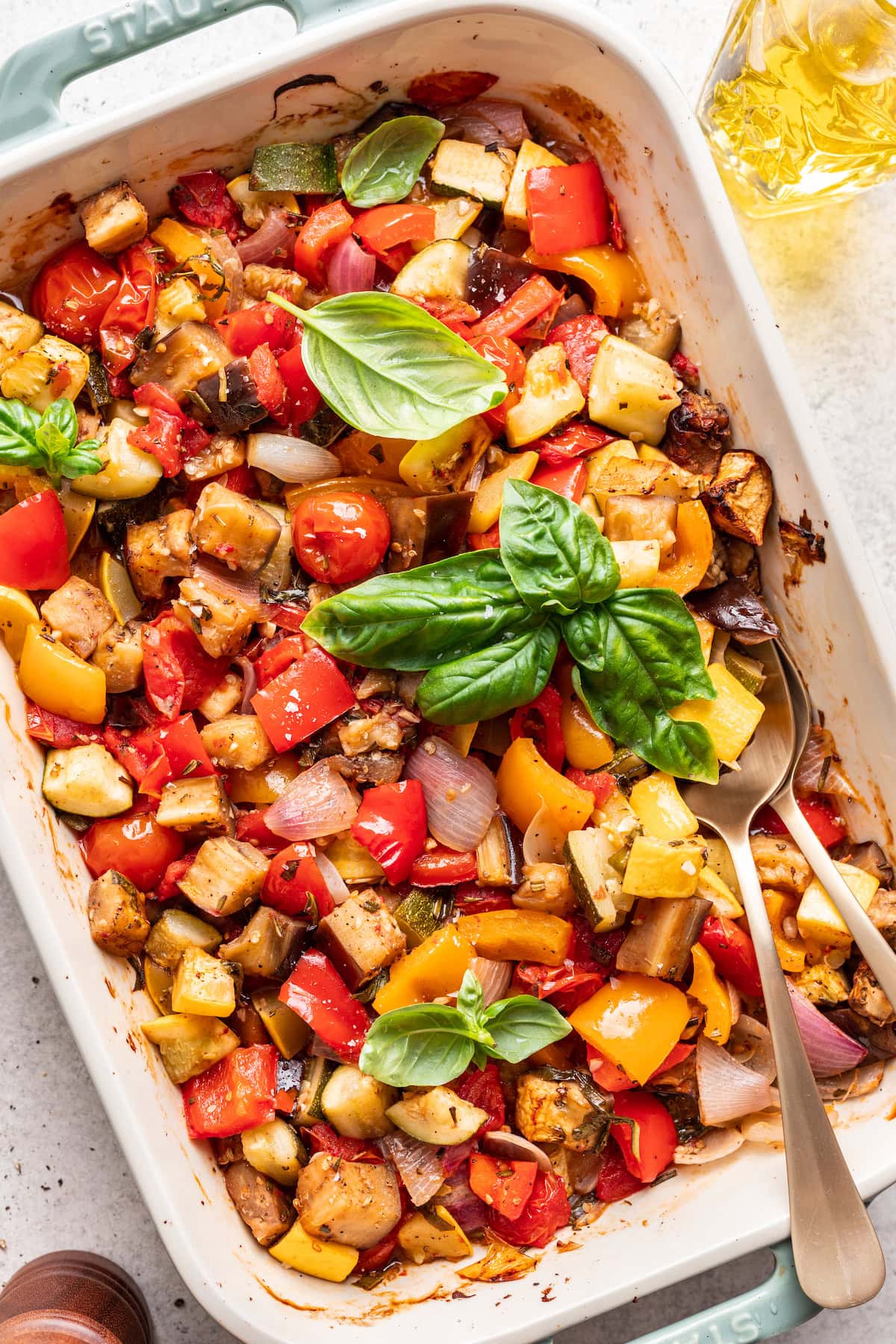 Oven-Baked Ratatouille with Roasted Garlic and Fresh Basil