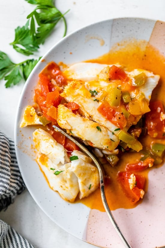 Oven-Roasted Cajun-Spiced Fish with Tomato and Okra Stew