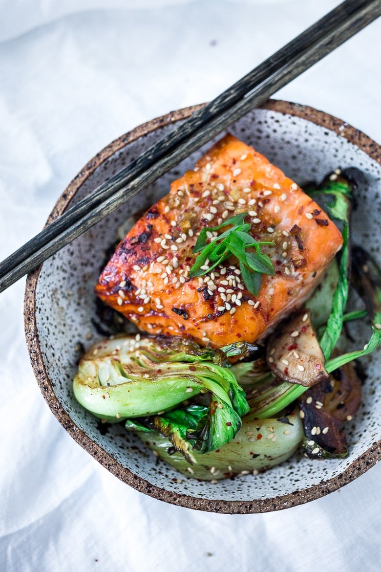 Honey-Soy Glazed Salmon with Sesame Bok Choy Stir Fry