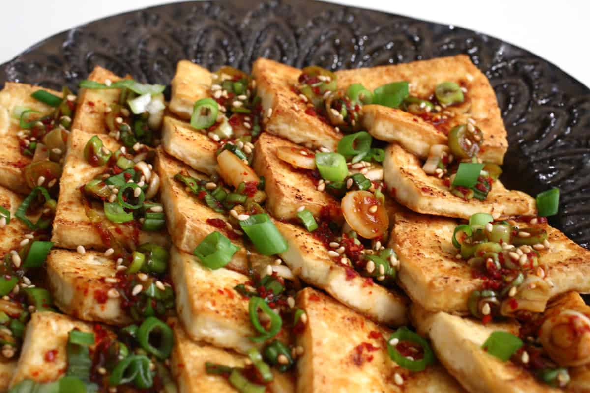 Stir-Fried Korean Tofu with Sesame and Scallions