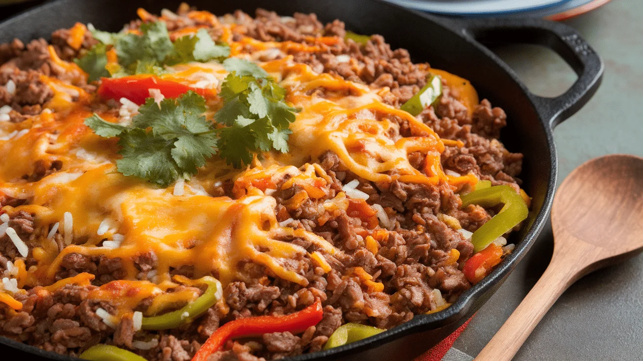 One-Pot Spicy Mexican Beef and Rice Skillet