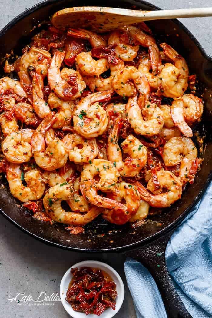 Sautéed Garlic Butter Shrimp with Sun-Dried Tomatoes