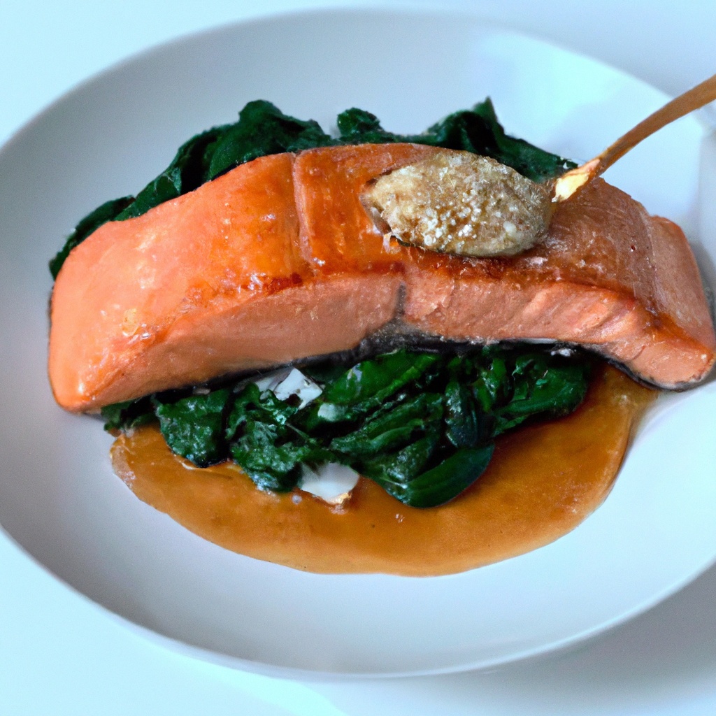 Pan-Seared Miso-Glazed Salmon with Sautéed Spinach
