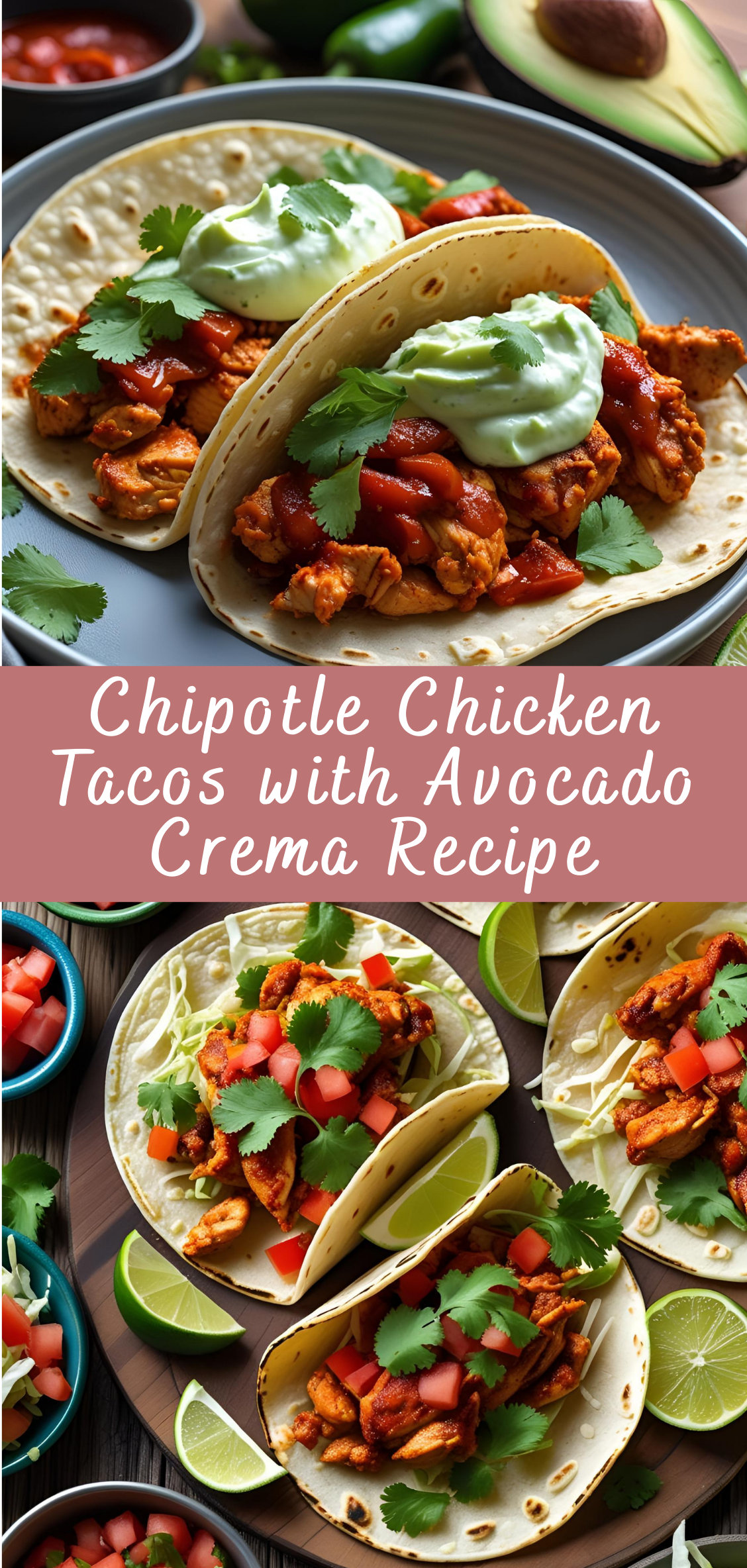 Slow-Cooked Chipotle Chicken Tacos with Avocado Crema