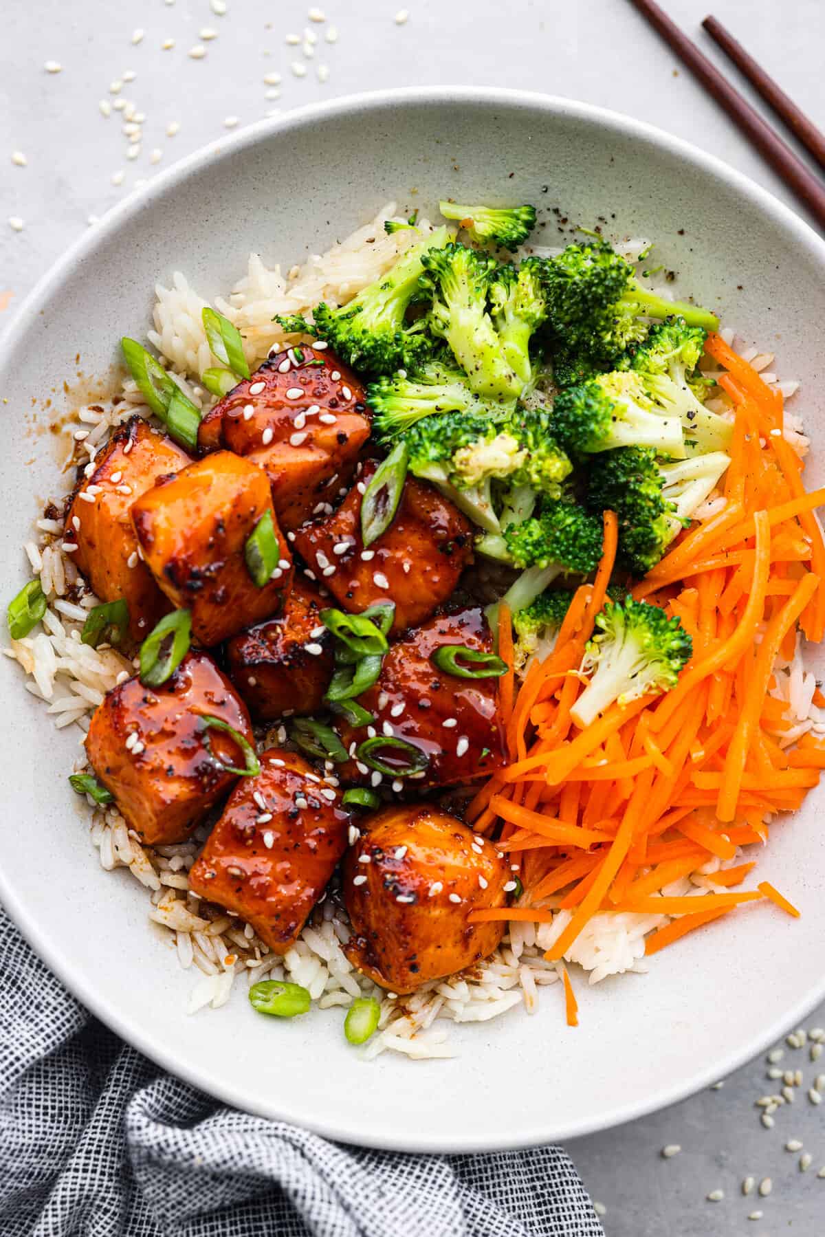 Ginger-Soy Glazed Salmon Bowl with Jasmine Rice