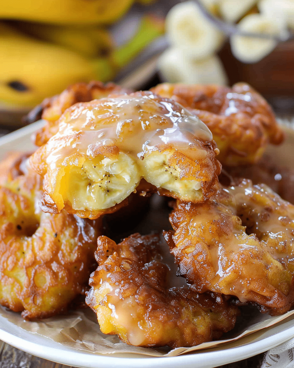 Pan-Fried Banana Fritters with Brown Sugar Caramel Drizzle