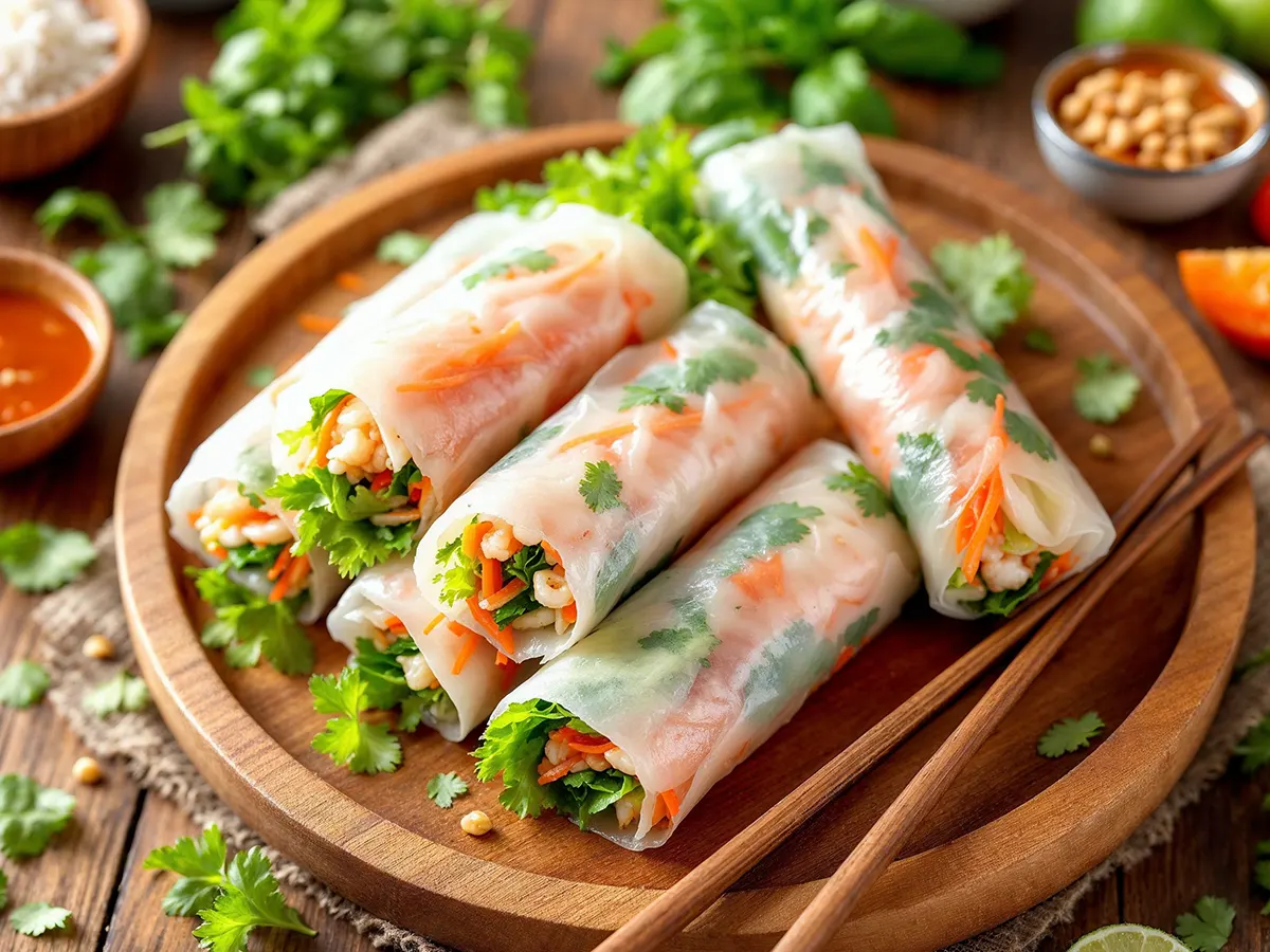 Vegetarian Goi Cuon with Peanut Dipping Sauce