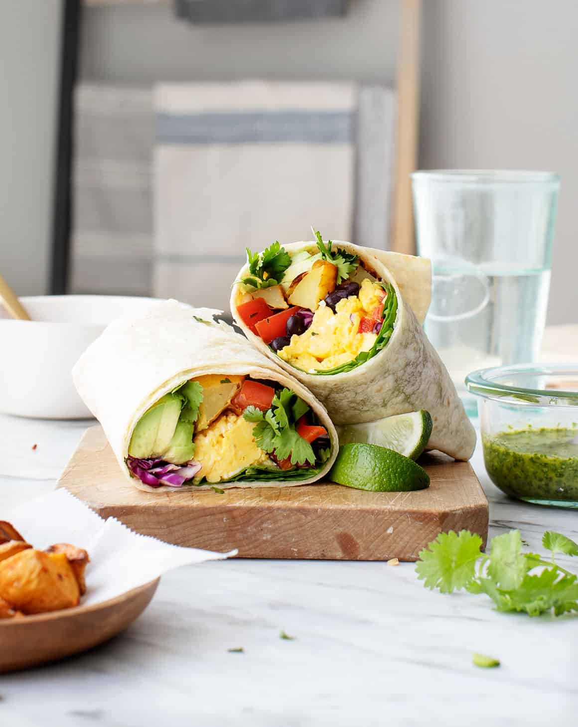 Breakfast Burrito with Scrambled Eggs and Avocado
