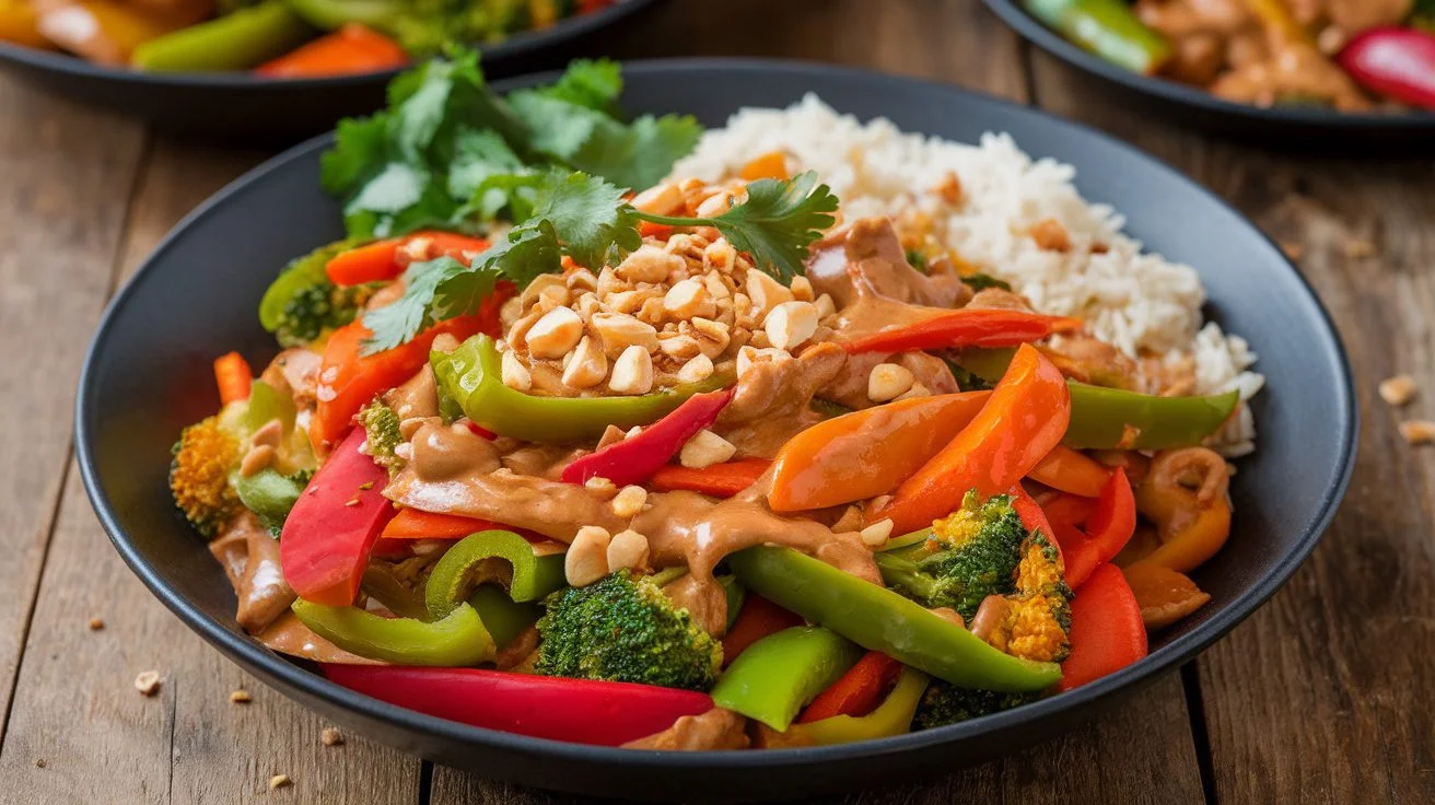 Vegetarian Thai Peanut Noodle Stir Fry