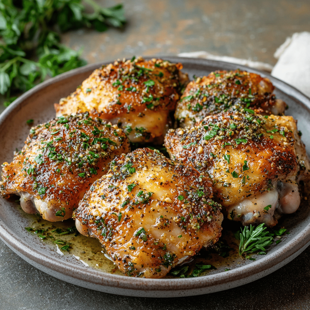 Crispy Garlic-Herb Air-Fried Chicken Thighs