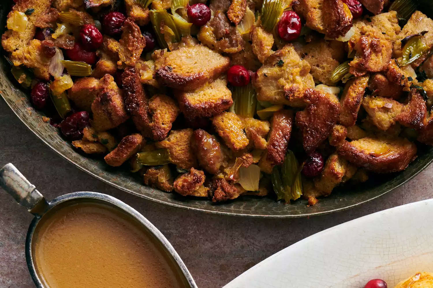 Cranberry Pecan Stuffing with Sausage and Sage