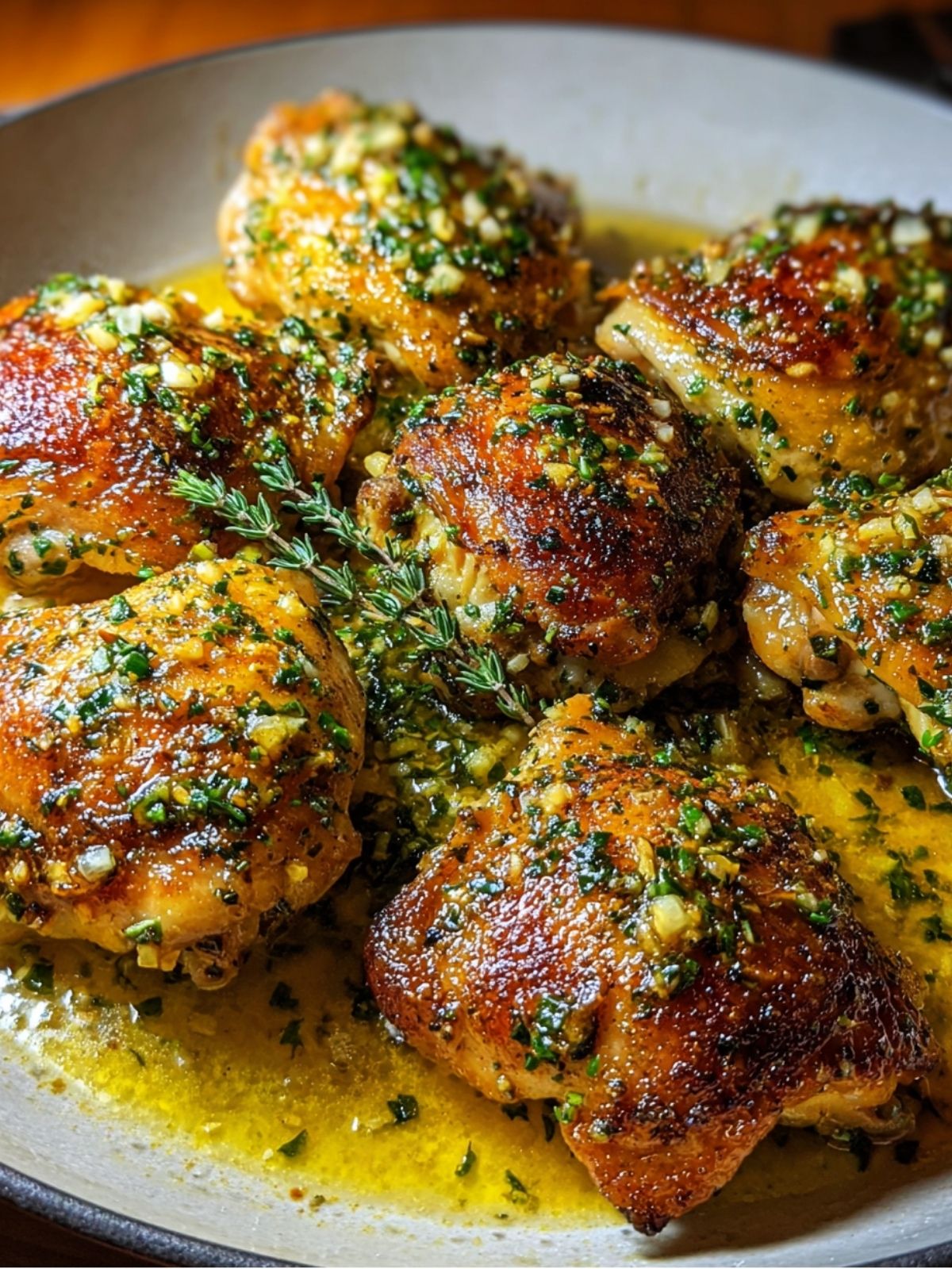 Sautéed Garlic Butter Chicken Thighs with Thyme