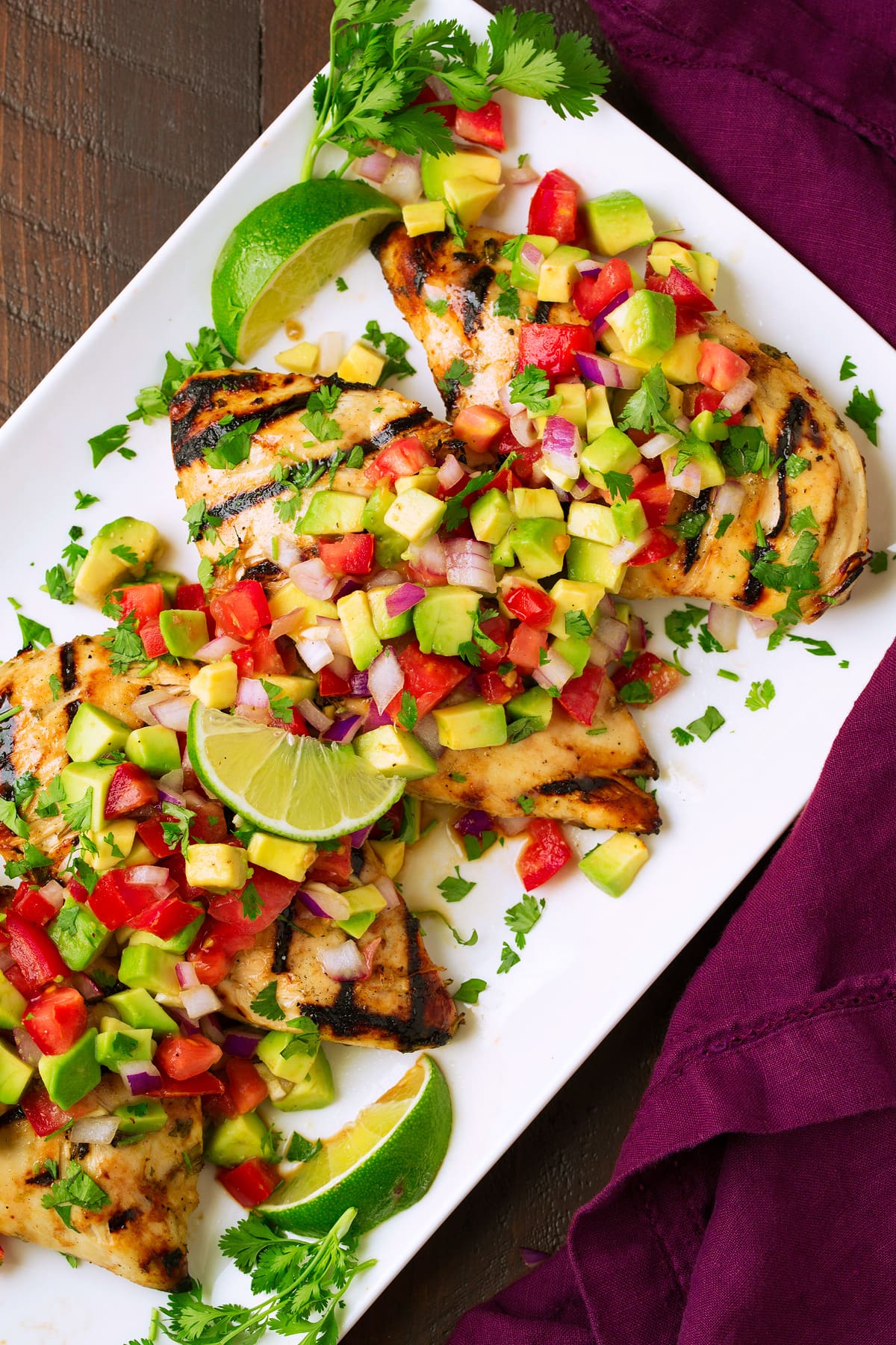 Pan-Seared Chicken with Cilantro-Lime Rice and Avocado Salsa